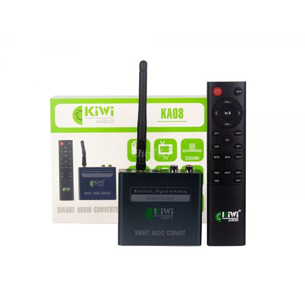 Bộ chuyển đổi âm thanh quang Kiwi KA08 – Điều khiển từ xa Treble, Bass, Volume có Bluetooth
