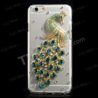 Ốp lưng nhựa trong đính đá hình chim công IP6