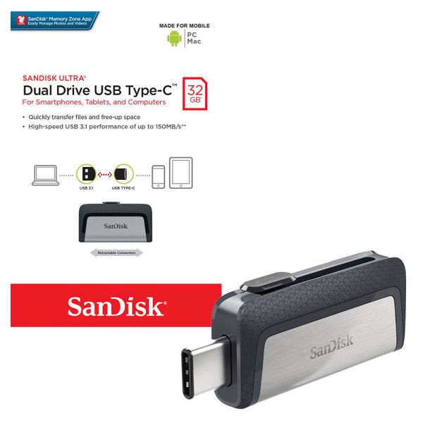 USB Sandisk OTG Type-C 32gb chính hãng