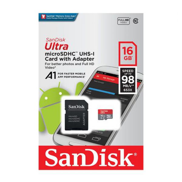 Thẻ nhớ micro sandisk ultra A1 16gb - 98 mb 