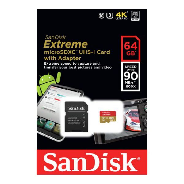 Thẻ nhớ microSD Sandisk Extreme 64gb U3 4K 60x 100mb/s Chính Hãng