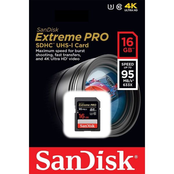 Thẻ nhớ SDHC Sandisk Extreme Pro 16Gb U3 4K 95mb/s Chính Hãng