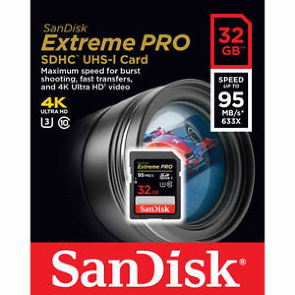 Thẻ nhớ SDHC Sandisk Extreme Pro 32Gb U3 4K 95mb/s Chính Hãng
