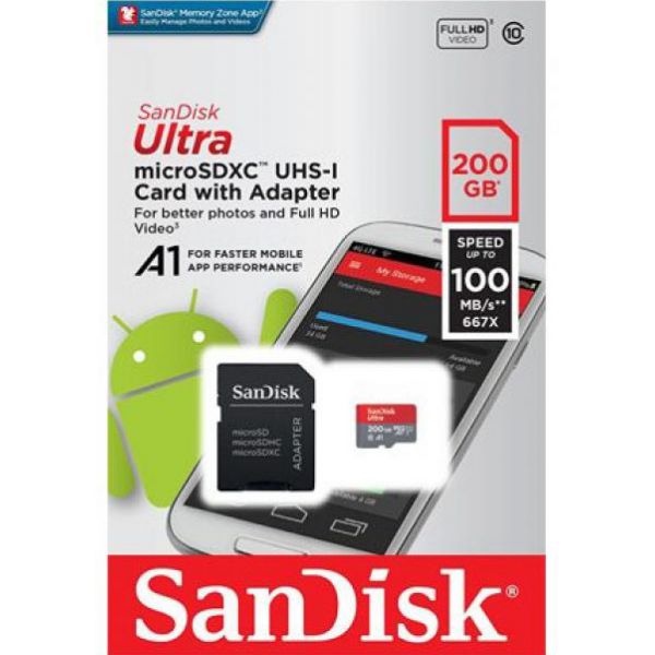Thẻ nhớ microSD Sandisk Ultra A1 200Gb 100Mb/s Chính Hãng