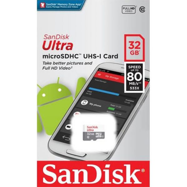 Thẻ nhớ MicroSD Sandisk Ultra 32gb - 80mb Chính Hãng