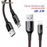Cáp sạc Lightning tự ngắt thông minh Baseu 2.4A Chính Hãng
