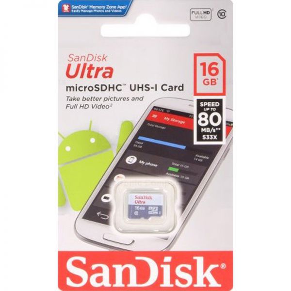 Thẻ nhớ MicroSD Sandisk Ultra 16gb 80mb/s Chính Hãng