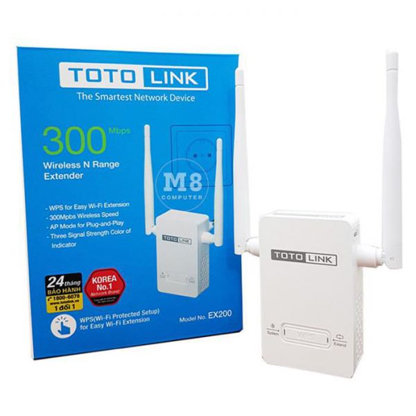 Bộ kích sóng Wifi Totolink EX200 2 Râu chính hãng