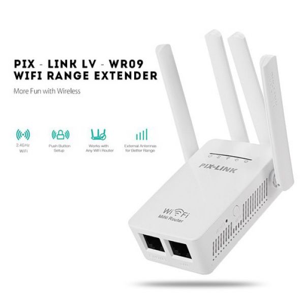 Bộ Kích Sóng Wifi PIX-LINK LV-WR09 4 Râu Chính Hãng 