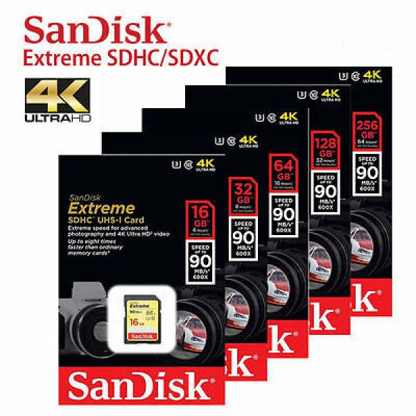 Thẻ nhớ SDXC Sandisk Extreme 128gb U3 4K V30 90mb/s Chính Hãng