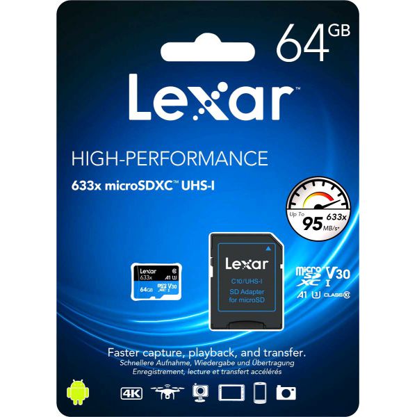 Thẻ nhớ Micro SDXC Lexar A1 64Gb U3 4K 95Mb/s Chính Hãng