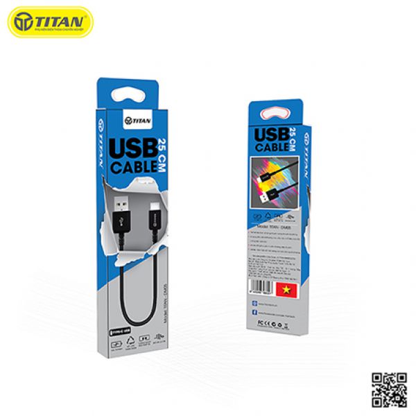 Cáp Dữ Liệu USB TITAN 25cm TYPE C - DM05 (Hàng Chính Hãng)