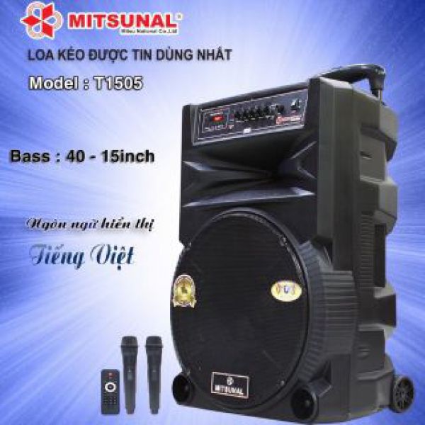 Loa kéo Mitsunal T1505 kèm 2 mic chính hãng