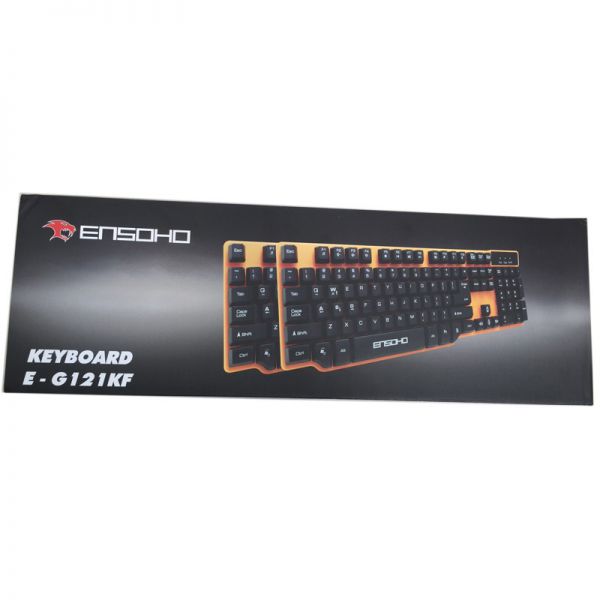 Bàn phím giả cơ có dây ENSOHO E-G121KF ( ko led, nền màu cam, keycap màu đen )