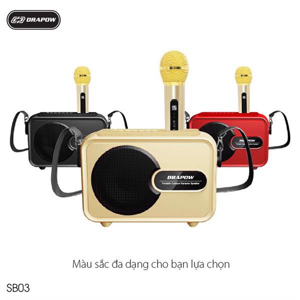 Loa kèm 1 micro karaoke kết nối không dây DRAPOW - SB03 chính hãng