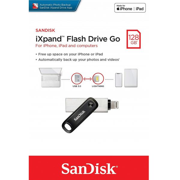 USB OTG 128GB Sandisk iXpand GO cho Iphone Ipad (Móc được vào chìa khóa) Chính Hãng