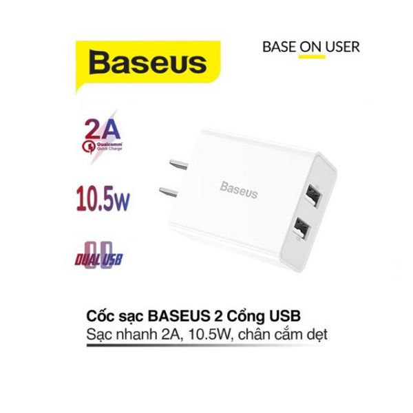 Sạc nhanh BASEUS 2 cổng 10.5W CCFS - M02 chính hãng
