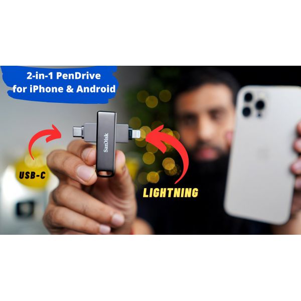 USB Sandisk 2 đầu TypeC và Lightning Flash Drive Luxe  OTG 3.1 128gb cho iPhone Ipad chính hãng