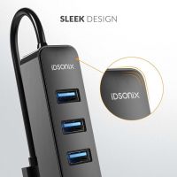 Hub chia cổng Usb 3.0 4 Cổng iDSONix-IAU3-4A-015-BK-EP - Bộ Chia USB 4 Port - Hàng Nhập Khẩu