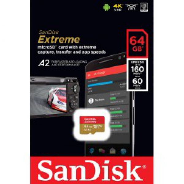 Thẻ nhớ Micro SDXC sandisk extreme A2 V30 160MBs 64g Chính Hãng bảo hành 5 năm 1 đổi 1