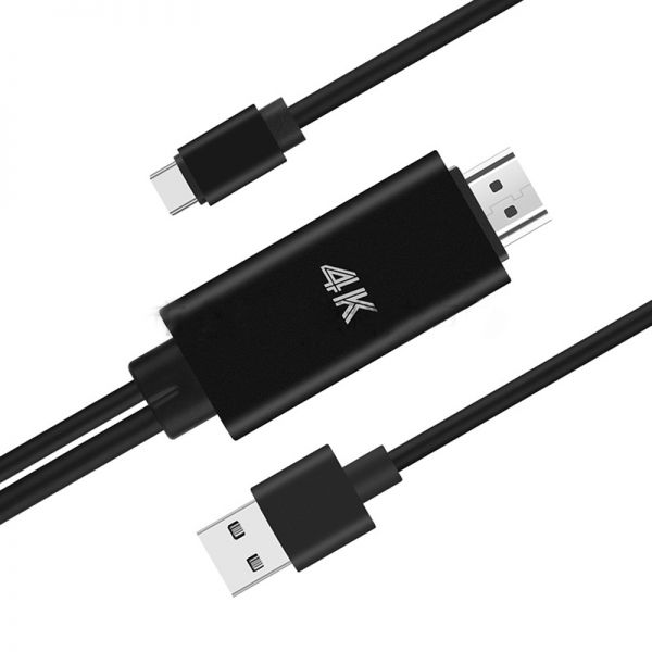 Dây chuyển HDMI cho Type C 3.1 4K 9572n 1.8m dây đen có nguồn USB 