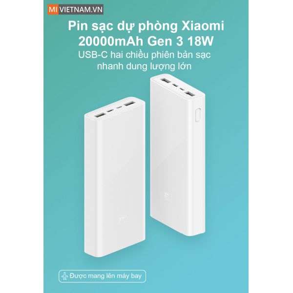 Pin sạc dự phòng 20000mAh Redmi PB200LZM gen 3 chính hãng