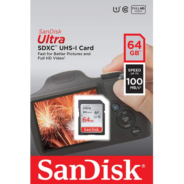 Thẻ Nhớ SDXC Sandisk  Ultra 64gb Class10 100mb/s Chính Hãng